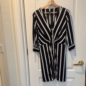 White House Black Market Black and White Striped Dress